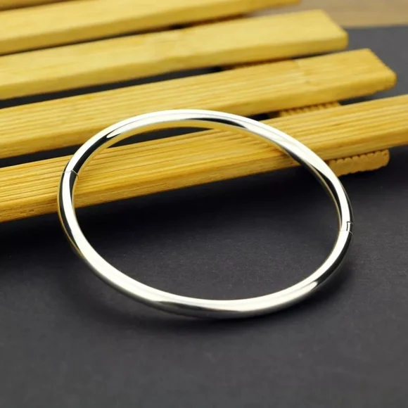 NEW Classic Hinged Bangle Bracelet | 925 Sterling Silver - Picture 9 of 12